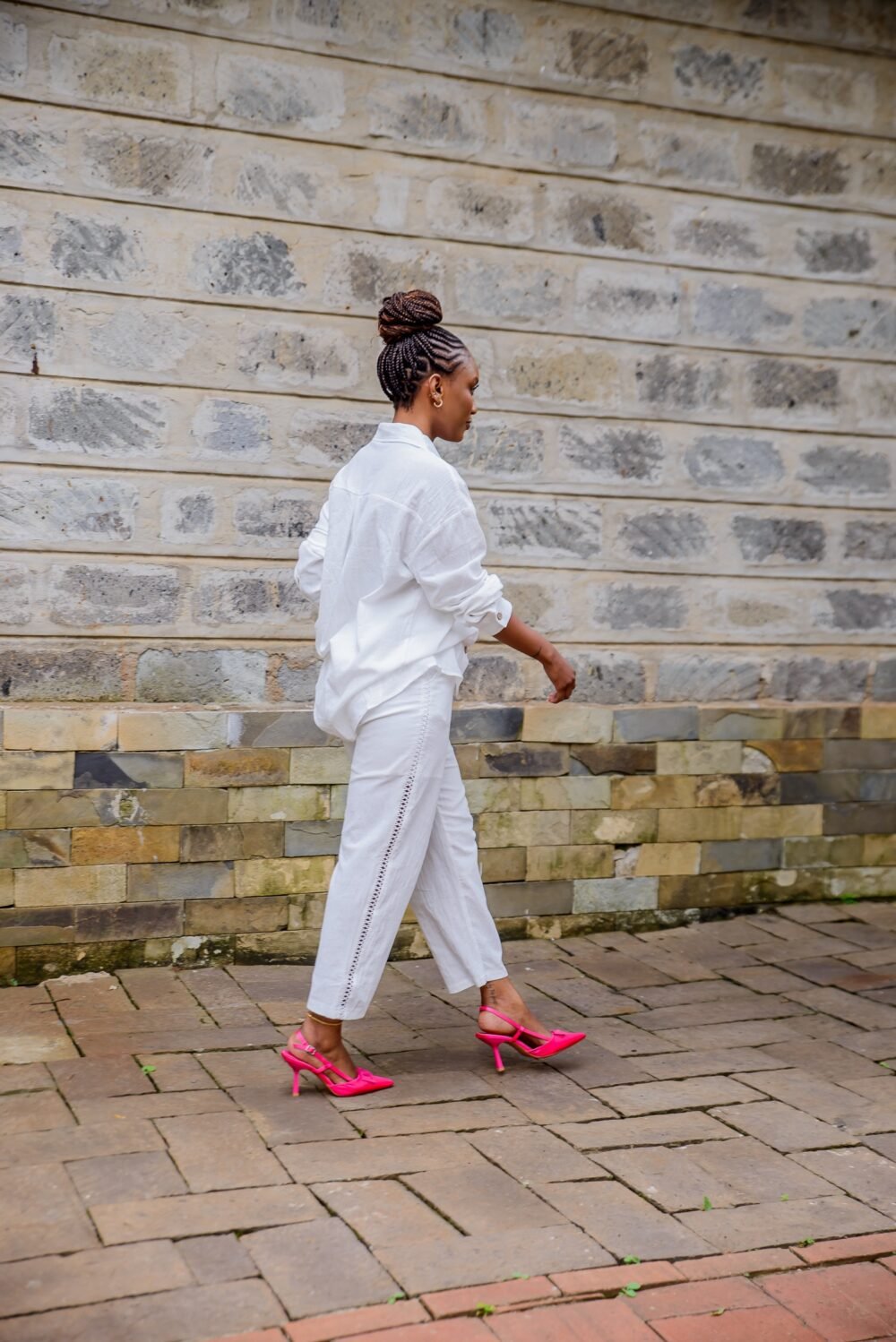 Side detailed cotton pants S012 - Image 2