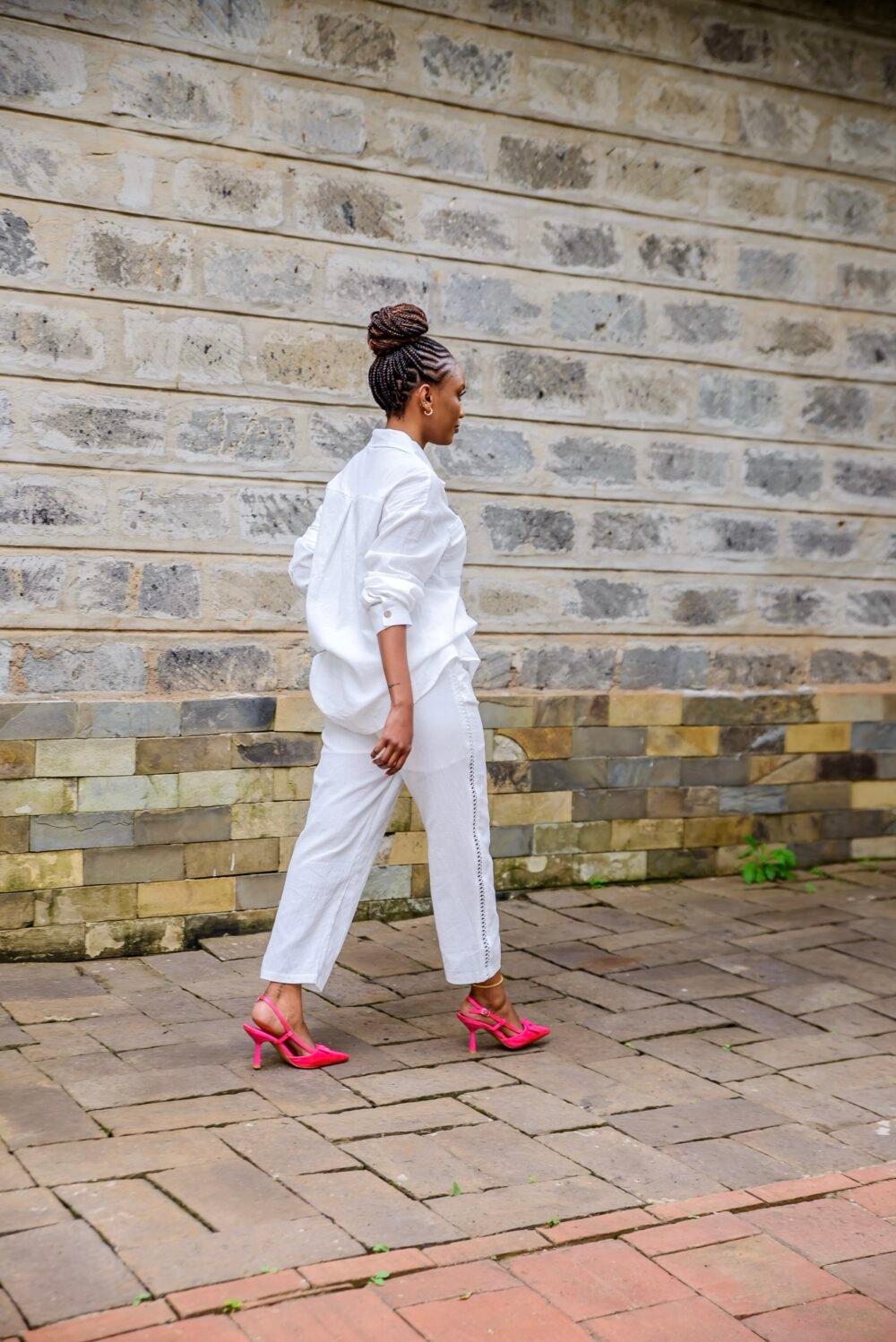 Side detailed cotton pants S012 - Image 3