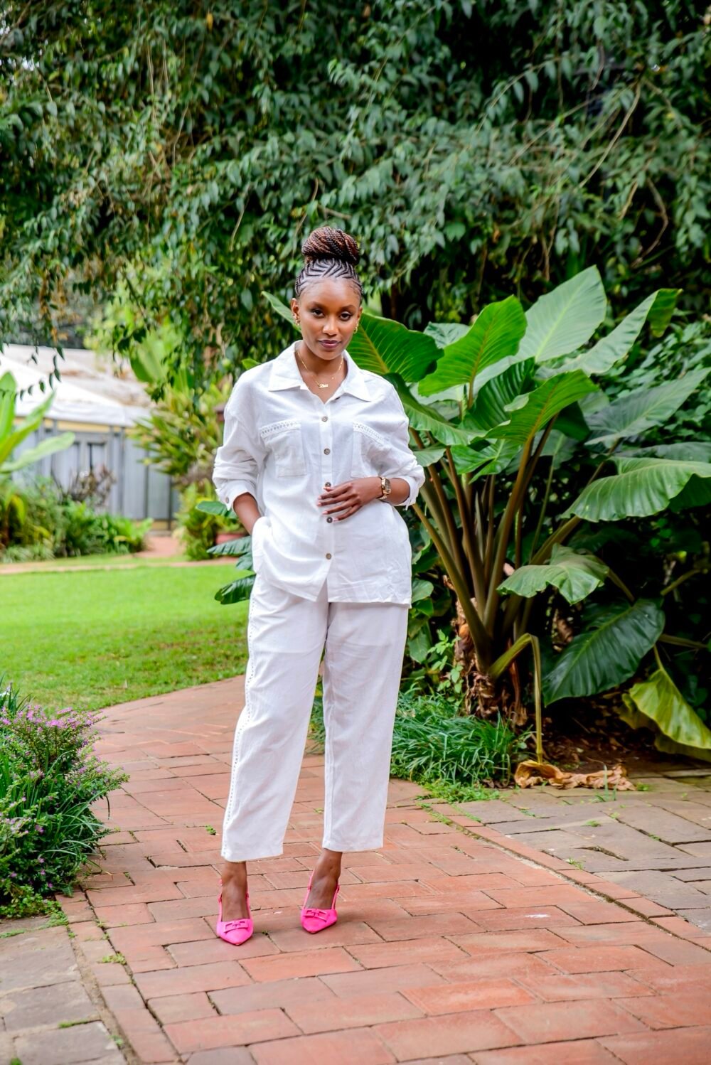 Side detailed cotton pants S012 - Image 4