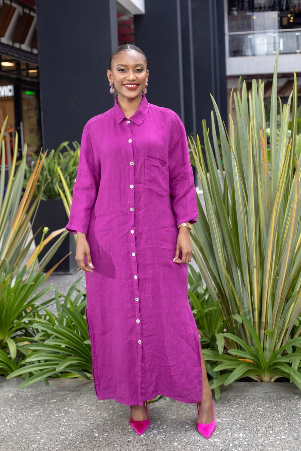 Linen Shirt Dress : D01