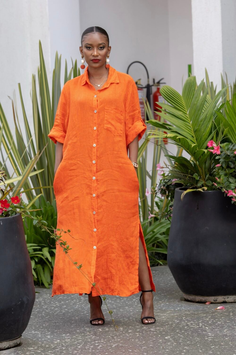 Linen Shirt Dress : D04
