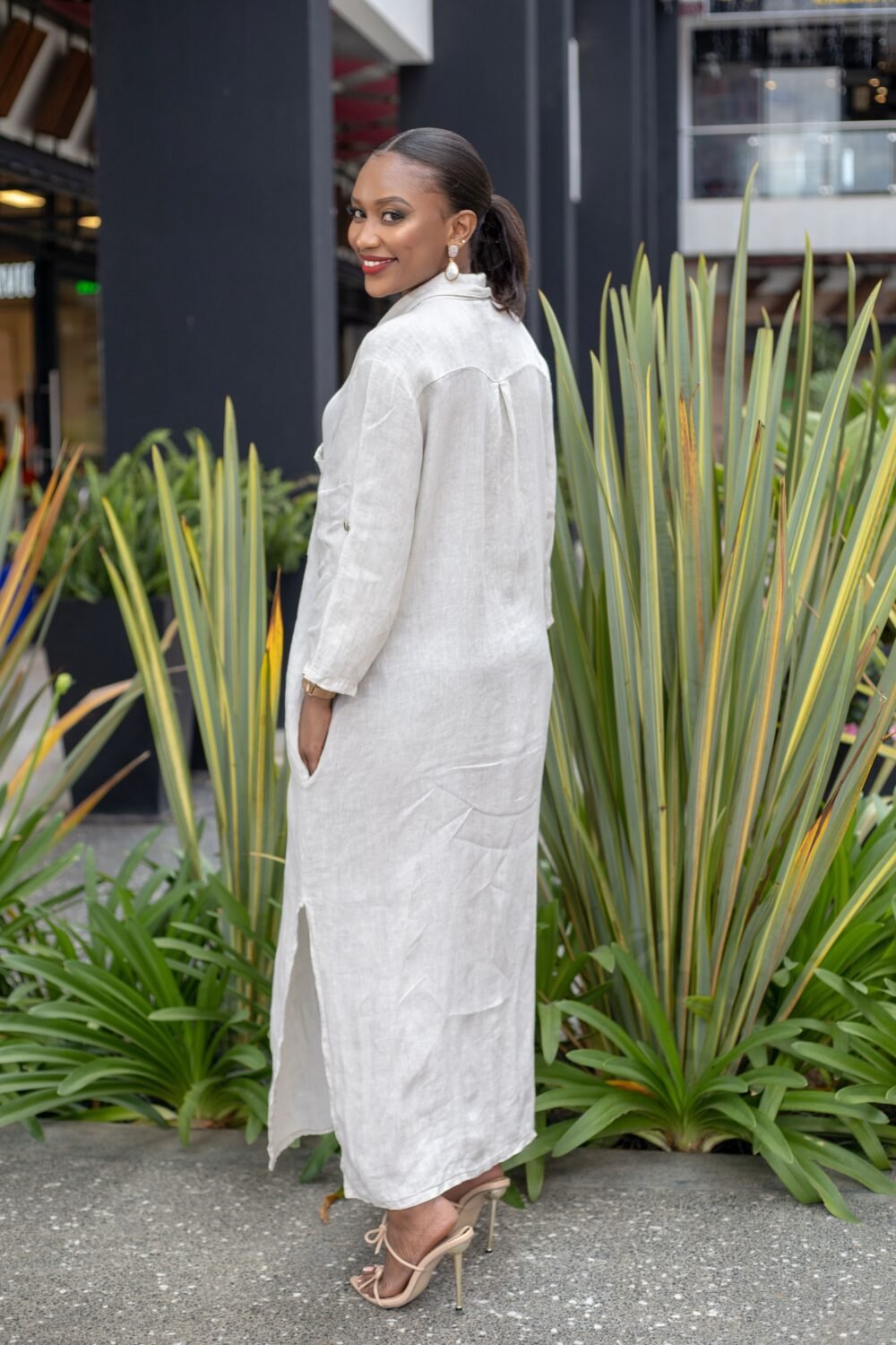 Linen Shirt Dress : D02 - Image 2