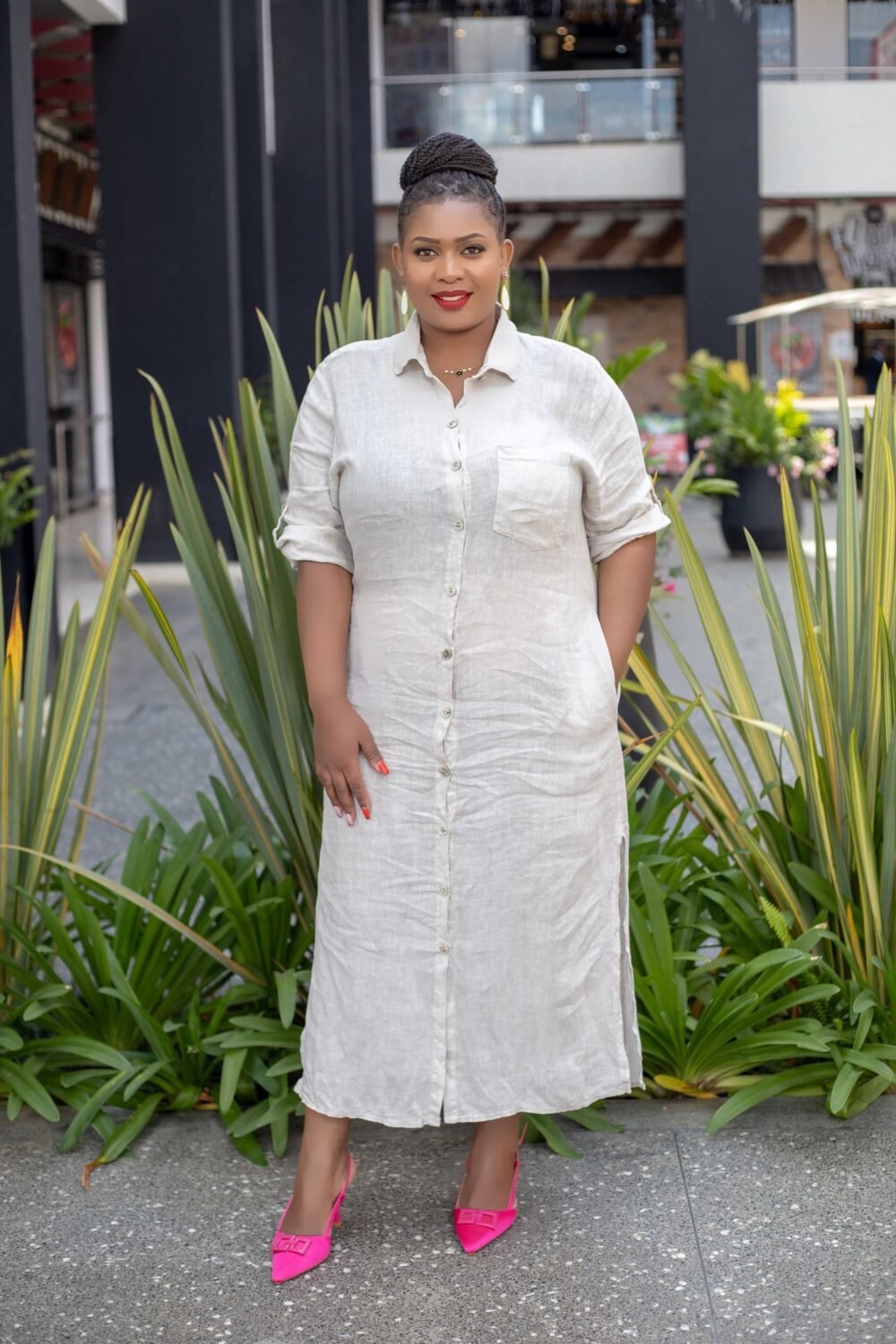 Linen Shirt Dress : D02 - Image 3