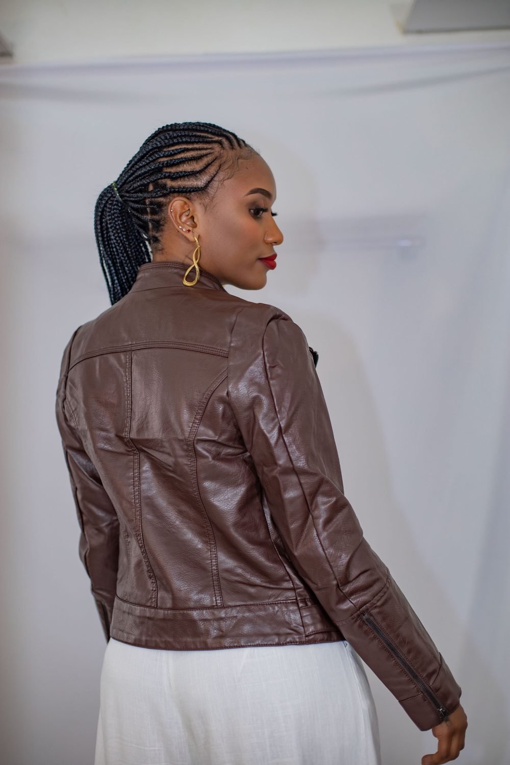 Coffee Leather Jacket M08 - Image 2