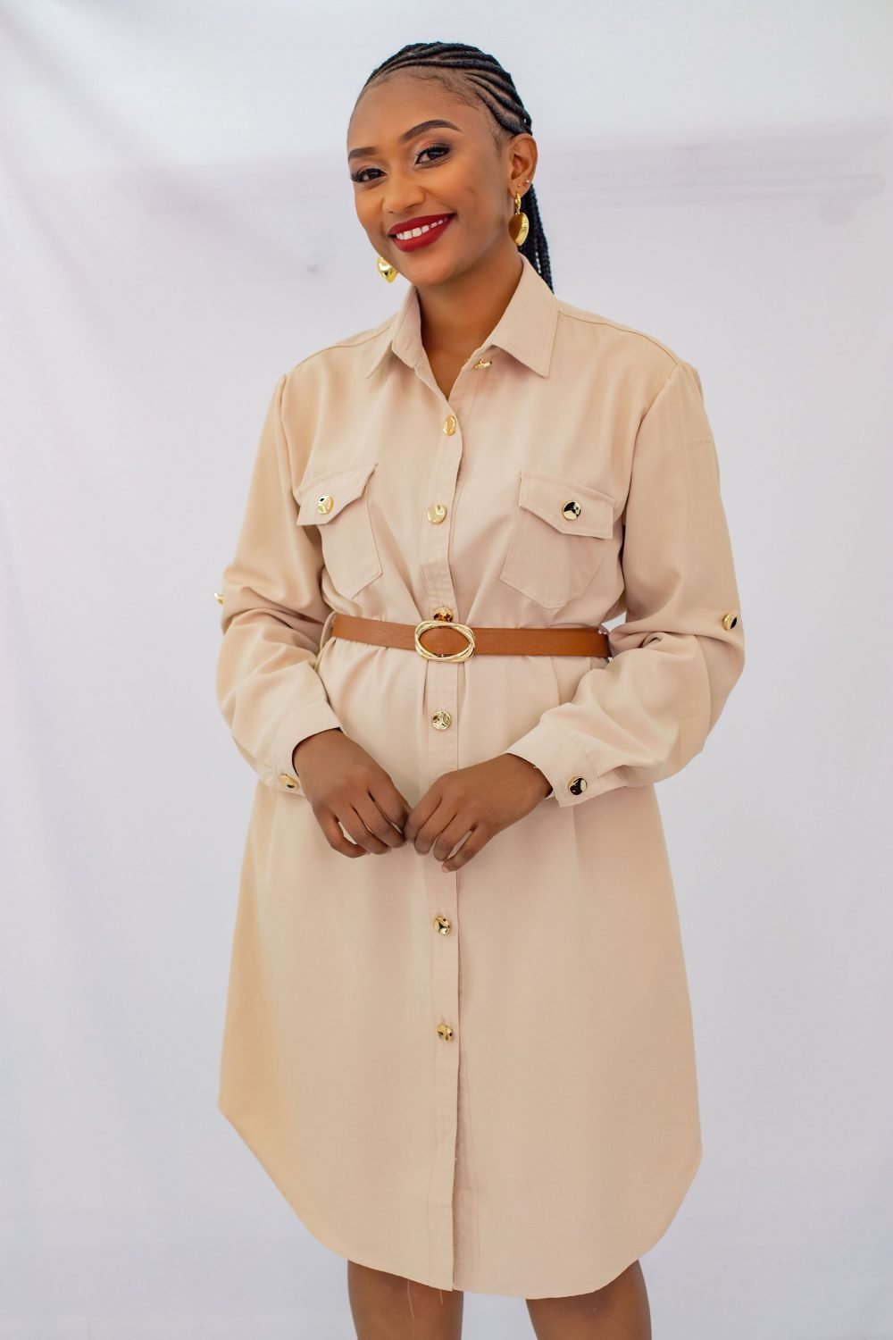 Belted Shirt Dress M05
