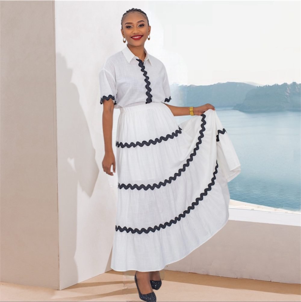 Color Block Wave Skirt M09
