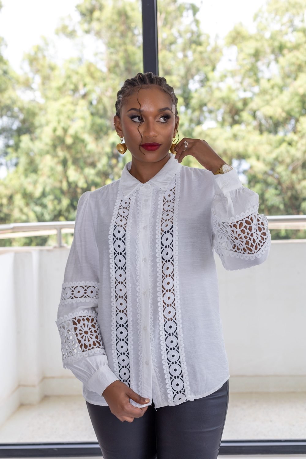 The Lace Button-Up Blouse AP14