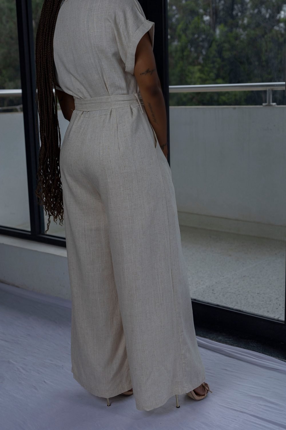 Linen Blend Nude Jumpsuits MU6 - Image 3