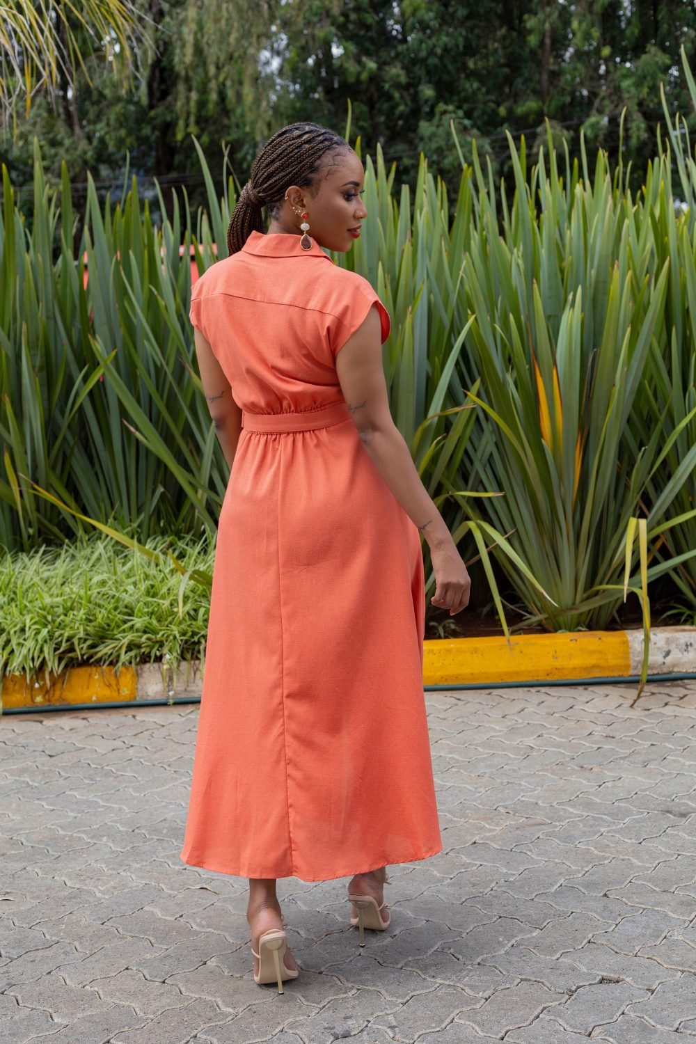 Linen Blend Midi Dress MU3 - Image 3