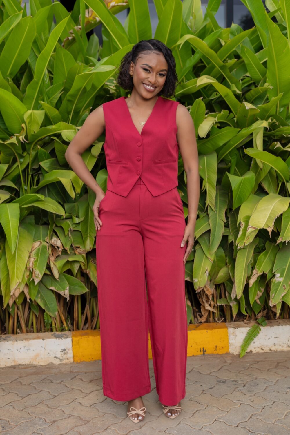 Burgundy Pant Set JU14 - Image 2