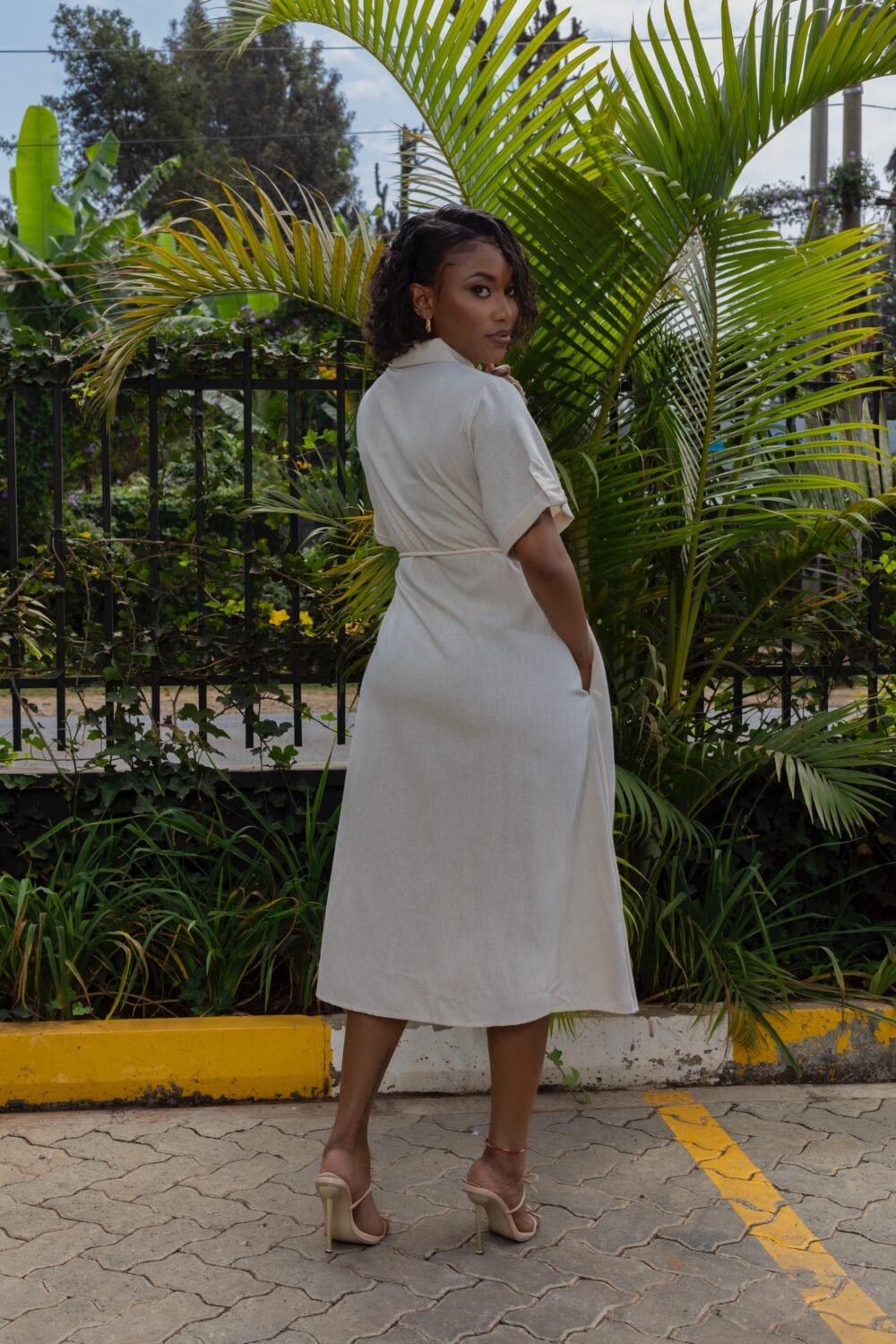 Linen Blend Midi Dress JU9 - Image 3